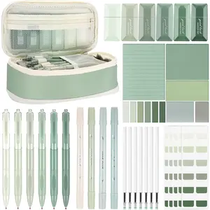 38 Pcs Aesthetic College School Supplies with Pen Case Sticky Notes Gel Pens Highlighters Correction Tapes Back to School Stationery Kit