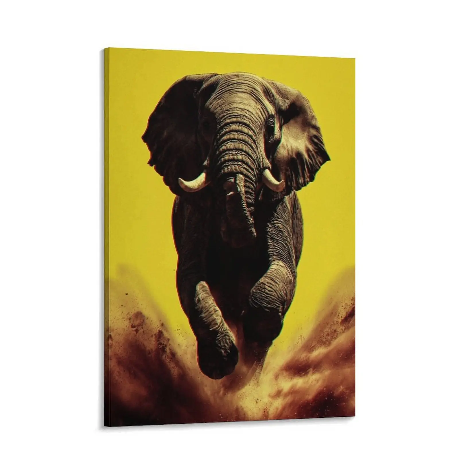 Majestic Charging Elephant Canvas Wall Art - Unframed Nature Art, Powerful Animal Decor Inspo for Wildlife Appreciators, African Safari Living Room Home Decor, Posters & Prints, African Safari Decor