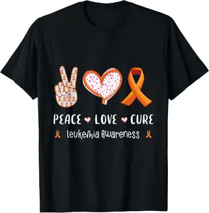 100% Cotton Peace Love cure leukemia awareness men women leukemia T-Shirt