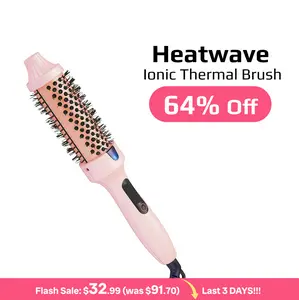 Thermal Brush-Blowout Wavy Boost 1.5 inch Heated Round Brush Look with  LED Display, Dual Voltage, Pink, Hair Heated Curler Brush,Negative Ions Single,for wavy hair,Styling,long-lasting wave,Curling Irons,Detangler Straightening, Ionic Adjustable Heat Per