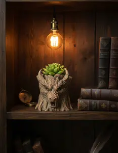 Dragon Tree Stump Planter – 3D Printed Fantasy Succulent Pot – Indoor Home Decor