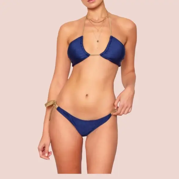 Traje de baño azul brillante sexy dos piezas Navy Womenswear Underwear Lady Comfort Basic Nightwear Minimalist
