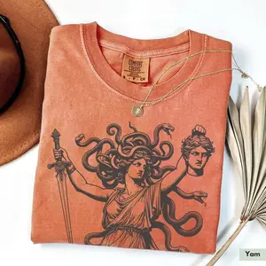 Comfort Colors Girls Will Be Girls Vintage T-shirt For Her Medusa With Head Of Perseus Feminist Tee Women's Empowerment Feminism