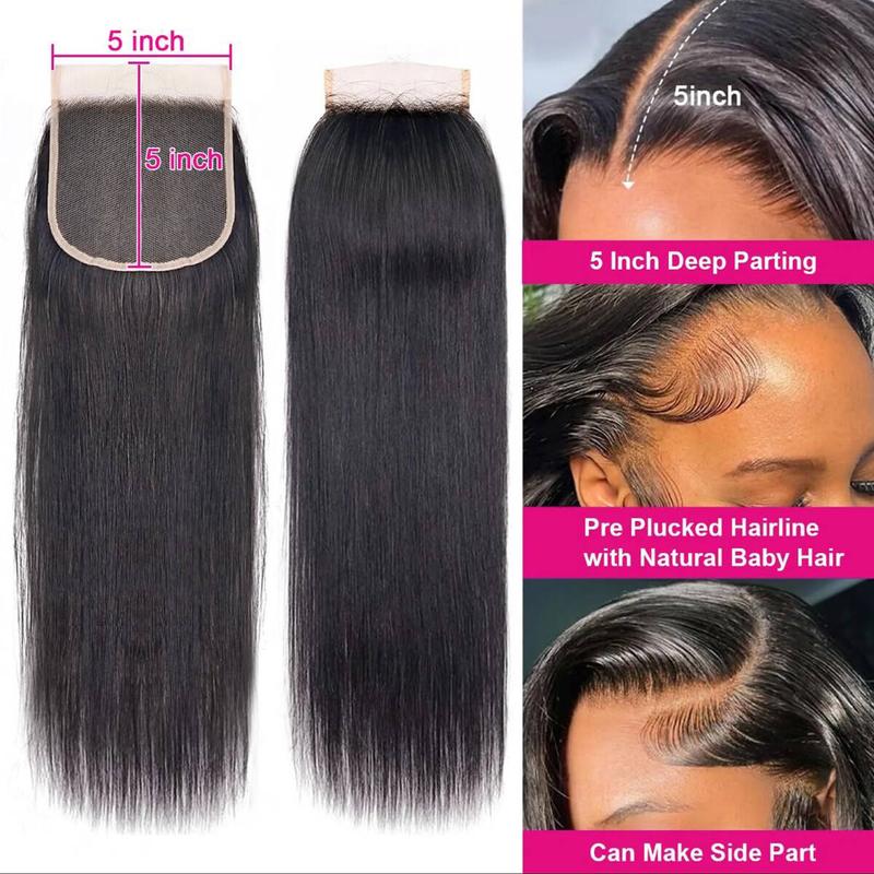 <Live Only> Msgem Hair 5x5 Lace Clsoure HD Ultra-thin Transparent Lace Body Wave Peruvian Human Hair Closure Free Part Pre Plcked with Baby Hair Natural Color
