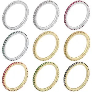 Delicate Eternity Color Gemstone Ring Jewelry Dainty Single Row Zicron Ring Minimalist Stackable Thin Band Ring Gift for Women Girlfriend