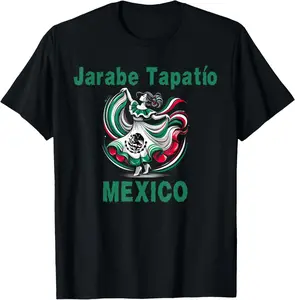 100% Cotton Mexico Flag Hispanic Heritage Month Jarabe Tapatio Dancer T-Shirt