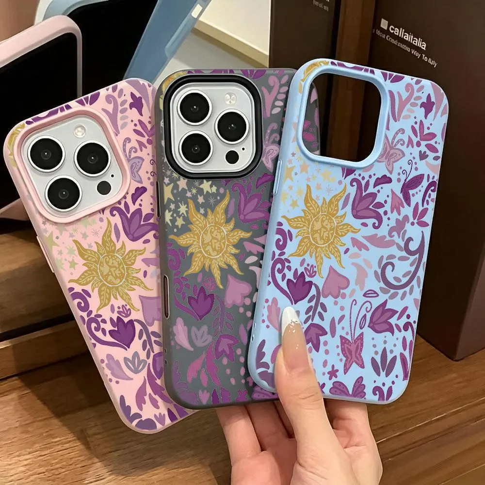 2-in-1 Preppy Floral Silicone TPU Cellphone Case & Lens Protector Kit - Double-Layer, Waterproof, Durable Shockproof, Customized Contemporary Art Casing for iPhone 13Pro Max,14,15,16,17 Phone Accessories, Street
