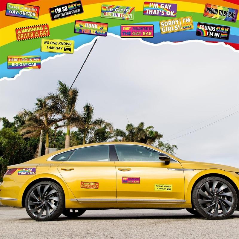 12 Pcs Gay Pride Funny Magnet Bumper Sticker LGBT Rainbow Pride Prank Magnetic Sign for Vehicle Truck Reusable Magnet Sticker for Fridge(Classic)