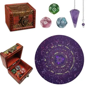 Complete Tarot Pendulum Divination Kit - Amethyst Crystal Pendulum, Wooden Swing Board Set for Divination Games & Hobbies