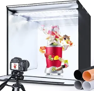 Nilight Photo Light Box, 24x24x24 inch Portable Lighting Tent Kit Brightness Adjustable Studio Photography Booth with 126 Large LED Lights CRI95+ with 4 Background for Large Items Shooting