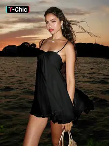 Women Summer Sleeveless Party Club Soild Color Mini Dress Womenswear