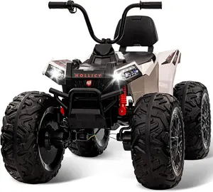 ATV for Kids - 24v 4WD Kids Electric ATV | Powerful 4x80w, 2x7AH Battery Long Playtime, Accelerator Handle, EVA Tires, LED Light, Bluetooth Music Player-White
