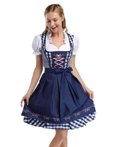 GARVEE Women's Oktoberfest Dress German Dirndl for Bavarian Party Oktoberfest Carnival Halloween, Blue, One Piece, M