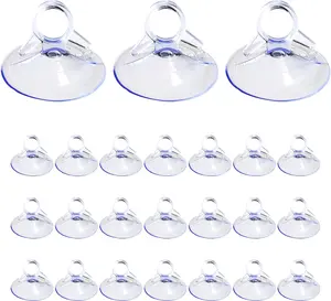24 count  Glass Windshield Sunshade Suction Cups,  Pull Ring Dovetail Sucker Hooks, Multi-Purpose Window Suction Cups for Kitchen Bathroom,  Accessories (Transparent, 4.5 cm)