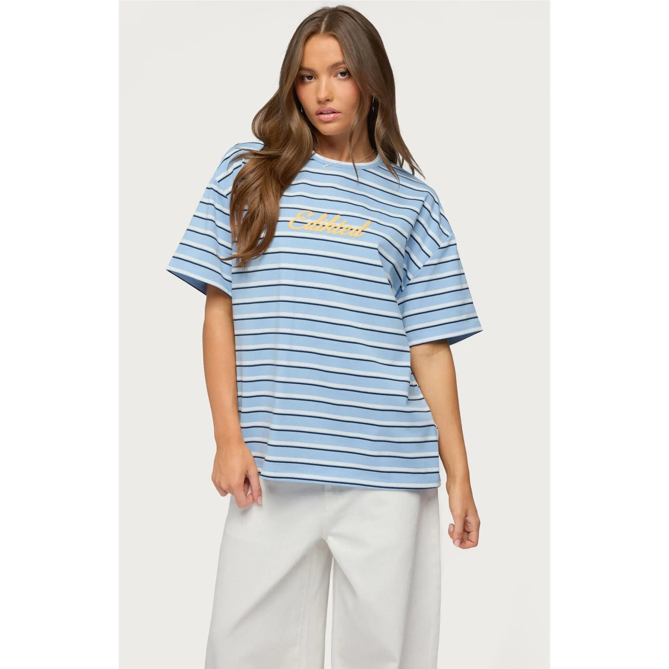Edikted Women's Chill Girl Striped Oversized T-Shirt