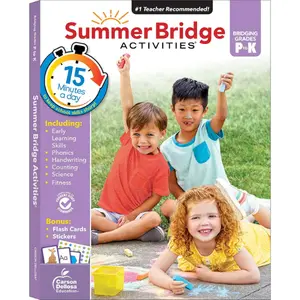 Summer Bridge Activities Preschool to Kindergarten Workbooks, PreK & K Toddler Activity Book With Phonics, Math, Science, Handwriting Practice, Early Learning Skills, and Flash Cards (Volume 1)