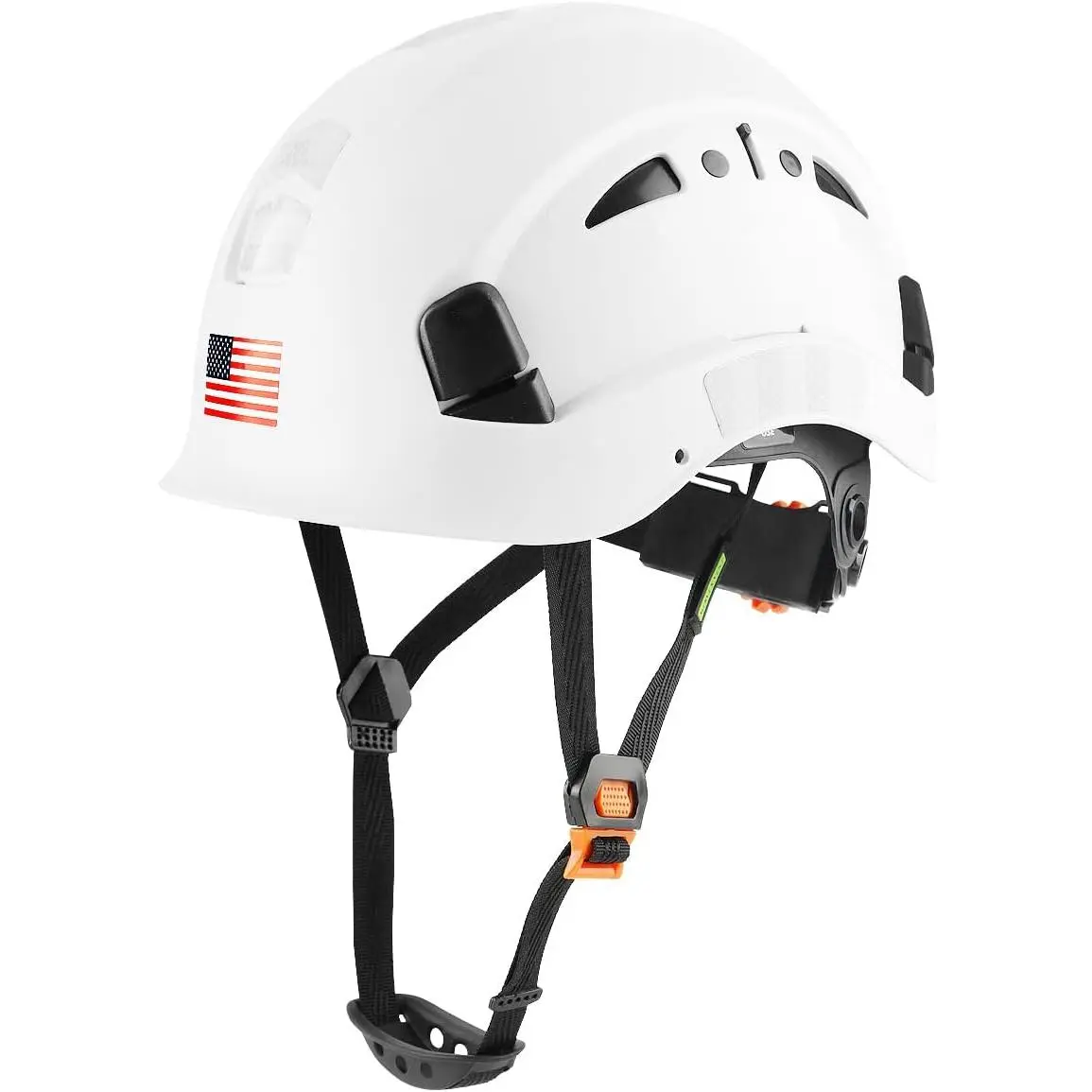 Lightweight High-Impact ABS Vented Hard Hat with 6-Point Dial-Fit Suspension, Reflective Design, and Chin-Cup Chinstrap for Work, Industrial Safety