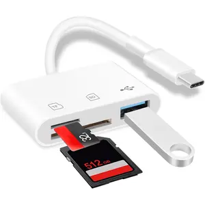 USB-C SD Card Reader, Memory Card Adapter with SD/ SD/USB 3.0 Ports, TF Card Reader Compatible with  15/16, iPad, , Android and USB C Devices, Digital Camera Adapter for