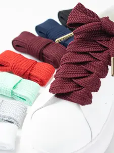 2 Pairs Wide Single Layer Casual Shoe Laces 2.5cm, Plain Color Fashion Accessories for All Seasons, Unisex Footwear Straps, Shoelace