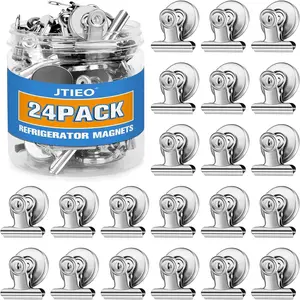 24 Pack Heavy Duty Magnetic Clips Fridge Magnets for Whiteboard & Refrigerator Wide Scratch Safe Best for House Office School Use