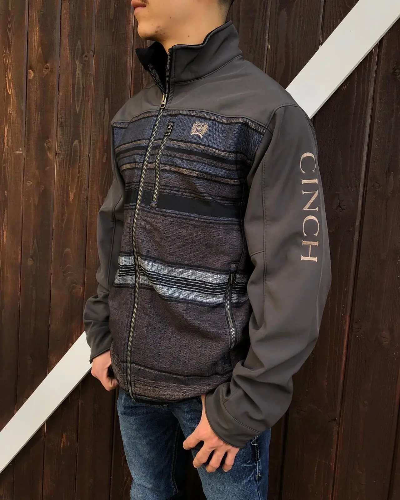 CINCH – Men’s Textured Bonded Jacket – Charcoal Blue