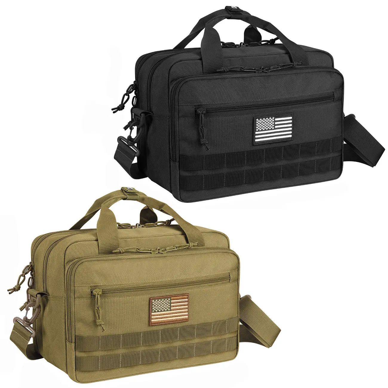 CVLIFE Soft Range Bag, 600D Nylon Gear Storage Bag, Lockable Zipper Pistol Case, Adjustable Shoulder Strap with 7 Magazine Slots for Shooting Range, Heavy Duty