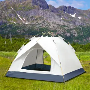 Beach & Festival Ready, Instant Pop Up 3-4 Person Silver Coated Dome Camping Tent with 2 Doors Mesh Windows, PU2000 Waterproof UV Breathable Anti-Mosquito Tent, Ideal for Backyard & Outdoor Hiking Activities