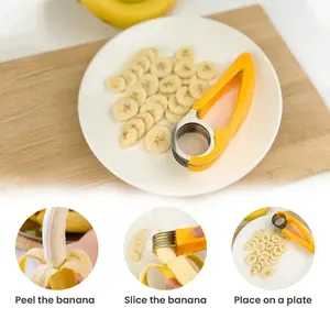 Stainless Steel Banana Slicer – Multifunctional Fruit Cutter & Mandoline Slicer for Even Slicing of Bananas, Strawberries & More