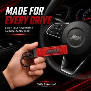 For BMW M M3 M4 M5 M2 X3 M X5 M X6 M M8 M340i M Performance M6 M240i X4 M Competition, Premium Leather Car Keychain, Metal Key Ring Key Fob Holder with Swivel Clip, Anti-Lost Automotive Accessory, Sport Driver Gift for Men Women, Red or Black