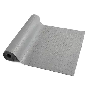 Jeedeson Grey Diamond-Plate Flooring Rolls,3.94 Ft. X 9.84 Ft. Garage Floor Mat,Slip Resistant PVC Mat for Golf Cart Parking Mat Heavy Duty Garage Floor Protector for Garage,RV Trailer, Basement