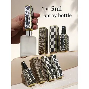 Portable Refillable Perfume Spray Bottle, Cosmetic Makeup Leopard Print Square Travel Atomizer, Reusable Mini Compact Floral Pattern, Cosmetics Makeup Tool, Ideal for Vacation Gifts