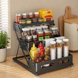 Adjustable Retractable Expandable Multi-Layer Kitchen Seasoning Organizer, Home Supplies Storage Rack, Ideal for Thanksgiving, Christmas Use