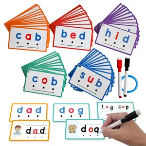 60 sheets, English CVC learning flash card writing can be rewritten repeatedly, double-sided printing children's teaching aids