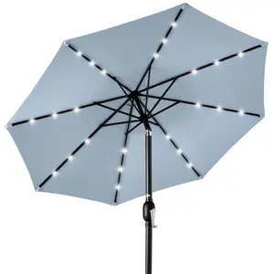 Best Choice Products 10ft Solar LED Lighted Patio Umbrella w/ Tilt Adjustment, UV-Resistant Fabric