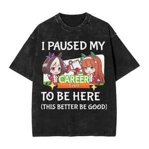 valentine shirts UmaMusu Haru Urara Uma 8Musume T Shirts Hip Hop Washed Oversize T-Shirt  Vintage for Men Women Tops Streetwear Printed Tops Tees