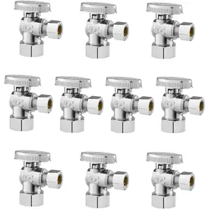 Father's Day Gift VEVOR 10-Pack Angle Stop Valve, 1/4 Turn Water Shut Off Valves, 1/2" Nominal (5/8" OD) Compression Inlet x 3/8" OD Compression Outlet Shutoff Valve for Bathroom Kitchen Toilet Shower Plumbing