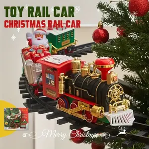 Christmas Train Electric Toys Christmas Tree Decoration Train Track Frame Railway Car with Sound&Light Rail Car Christmas GiftsGift