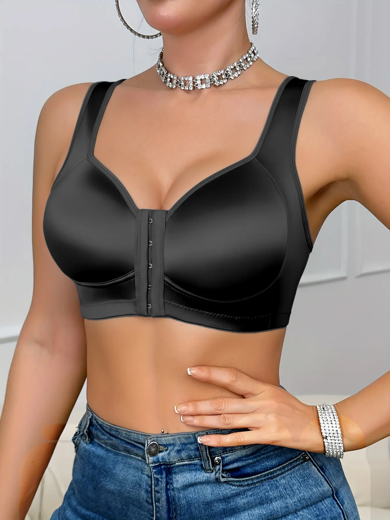 Women's 3-Piece Premium Front-Closure Wireless Bras - Cotton Fabrics, Seamless Fit, Comfortable Sexy Lady Lingerie, Elegant Feminine Design