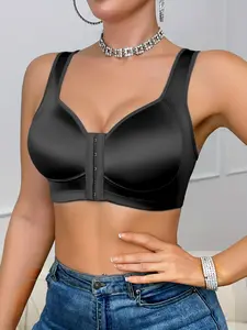 3-Piece Set Premium Front-Closure Wireless Bra, Standard Size Seamless Comfortable Lingerie for Women