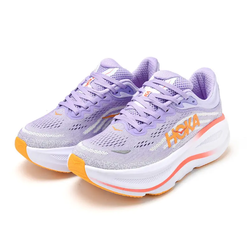 Light Purple Mesh Breathable Sneakers, Non Slip Thick Midsole Running Shoes, Comfort Sports Footwear for Men Women Daily Outdoor Workout