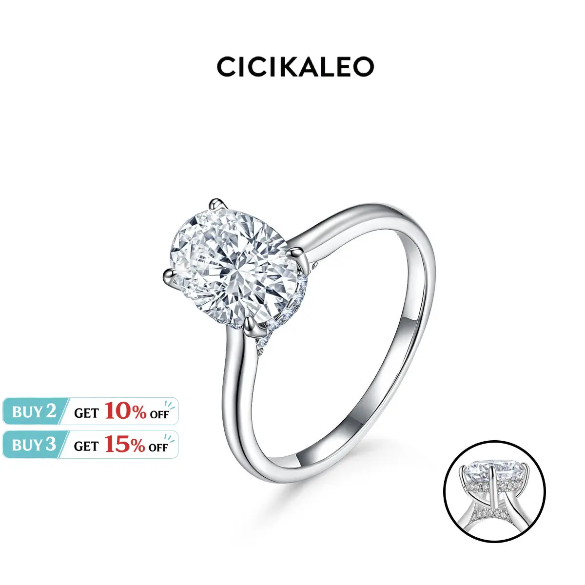 CICIKALEO Oval Cut Moissanite Rings for Women 18K Gold Plated Lab-Created 2CT Wedding Engagement Rings Gift for Her R02 #Summervibes tiktokshopbacktoschool