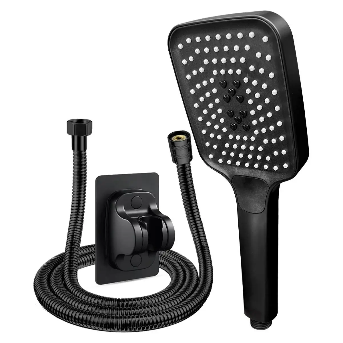 Handheld Shower Head with Hose & Bracket, High Pressure Detachable Shower Head Set, Large Square High Flow Shower Nozzle for Bathroom, Home Goods, High Pressure Showerhead