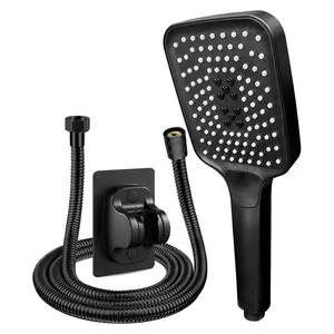 Handheld Shower Head with Hose & Bracket, High Pressure Detachable Shower Head Set, Large Square High Flow Shower Nozzle for Bathroom,  Home Goods, High Pressure Showerhead