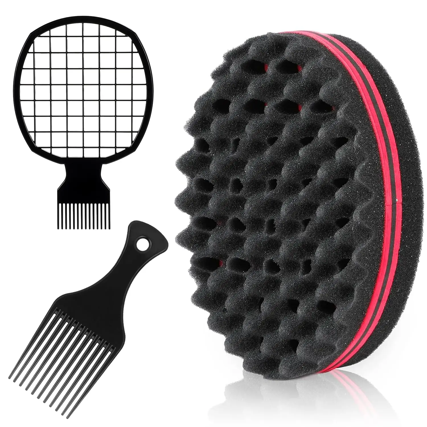 twist sponge Curl Sponge for Black Men, Twist Sponge Brush Kit with Afro Pick Comb & Grid Comb, Freeform Hair Starter Kit for Curls and Dreads