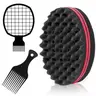 Black Men's 3-Piece Styling Kit - Coily Hair Tool with Brush, Comb Styler, Metal Afro Pick, Grid Comb for Curly Hair, Beginner Dread, Build Texture