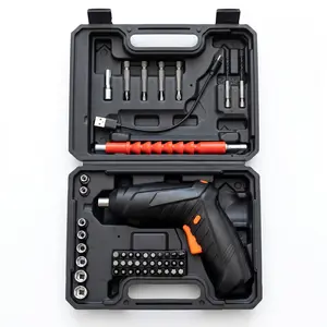 47PCS Cordless Electric Screwdriver Kit – 280RPM Power Driver with Flexible Extension, USB-C Rechargeable, 2-in-1 Pistol & Straight Grip for Home DIY Furniture Assembly