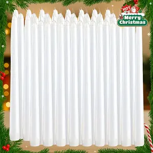 50 Pack Tall White Taper Candles, 10 inch (H) Dripless, Unscented Dinner Candle, Smokeless Taper Candles, Paraffin Wax with Cotton Wicks, 8 Hours Burn Time