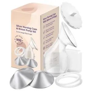 Silver Nipple Covers Breastfeeding : Pure 999 Silver Nipple Shield |   Silver Nursing Cups w/Breast Shields, Hands-Free Breast Pump (XL: 2.1x0.7)