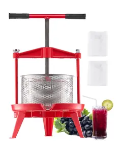 2.38 Gal/9L Fruit Wine Press With Stainless Steel Basket, Cross-Beam And Triangular Frame, Manual Juicer For Cider, Apple, Grape, Tincture, Vinegar, Juice Making, T-Handle, Kitchen Home Use