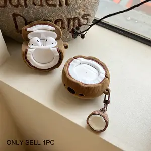 1 piece of plush coconut shaped headphone protective case, anti drop and durable Protection silicone headphone case, Apple wireless Bluetooth headphone case, suitable for AirPods 1/2/3/4/pro/pro2/pro3 Headset, Earphone Protective Cover